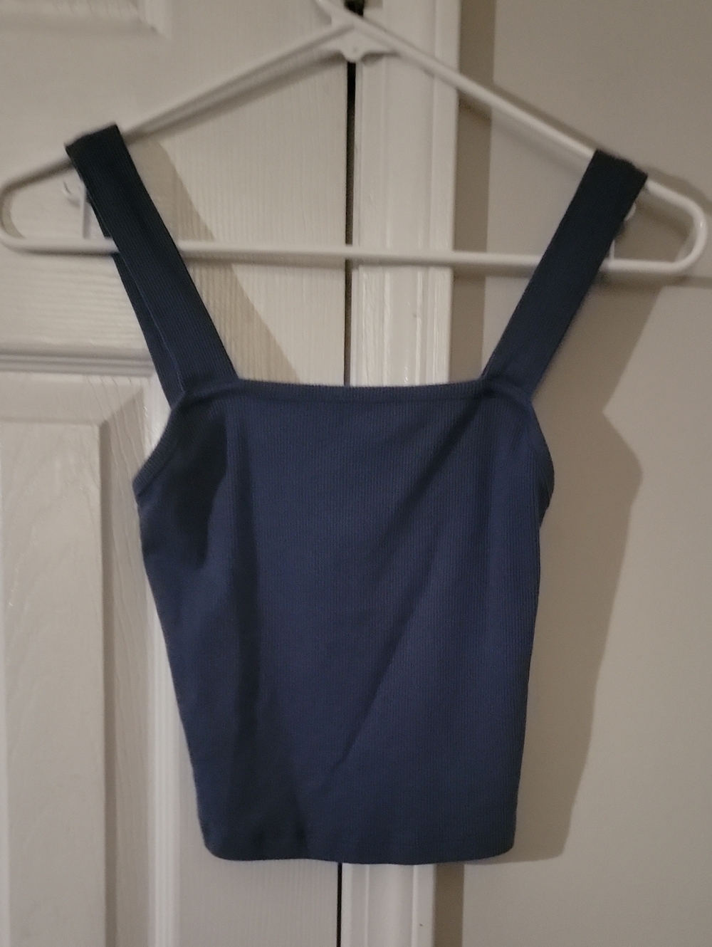 American Eagle Outfitters Navy Blue Ribbed Square-Neck Tank